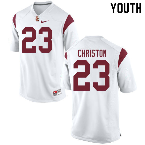 Youth #23 Kenan Christon USC Trojans College Football Jerseys Sale-White